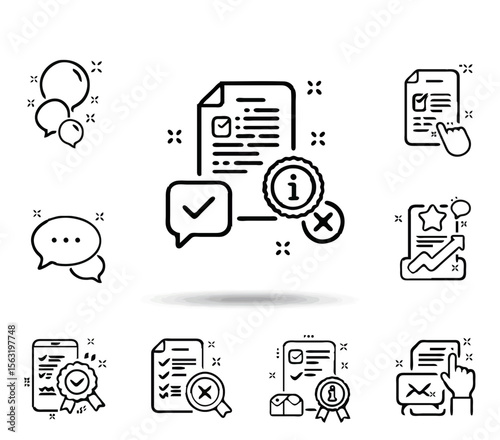 Business Process Assessment, Approval, Rejection, and Communication Line Icons Set