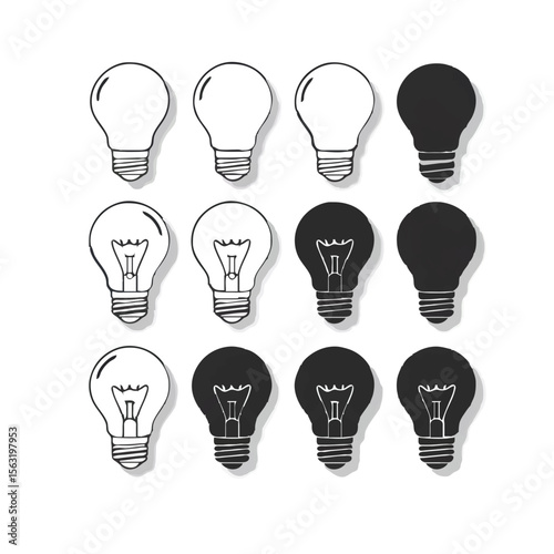 Light Bulb Idea and Innovation Icons Set - Vector Illustration