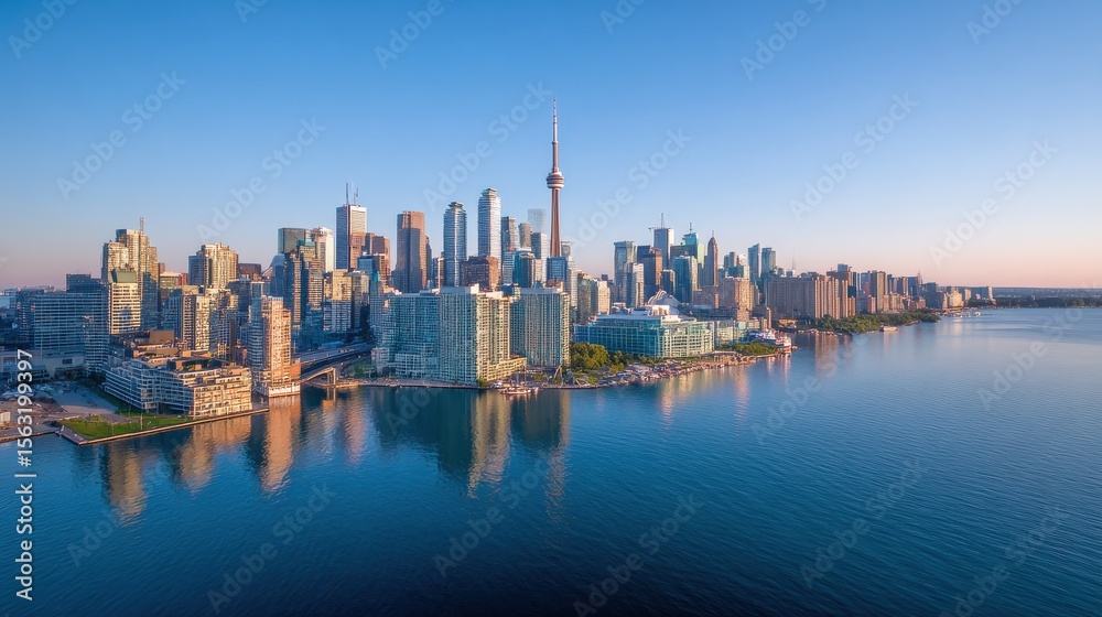 Obraz premium Beautiful Toronto city. skyline Aerial view photograph Toronto, Ontario, Canada., no logos, no brands