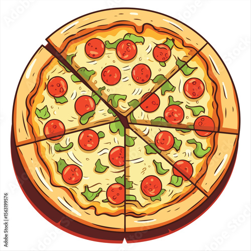Pizza with pepperoni and cheese slices