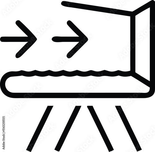 Flat outline icon of groundwater extraction with arrows and water table level
