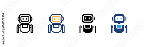 Robot icon set multiple style collection. Vector illustration.