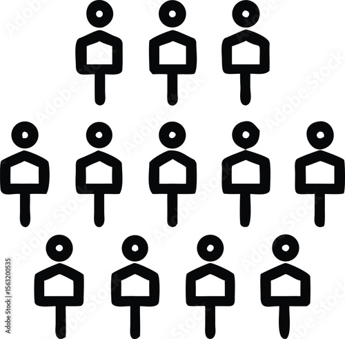 Identical robot silhouettes forming a repeating pattern on a white background