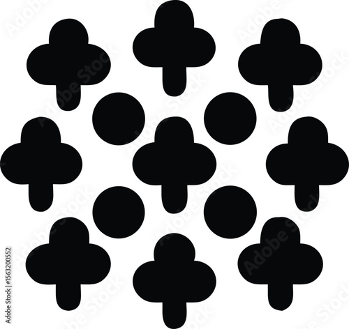 Cluster of small robot silhouettes with transparency representing artificial intelligence