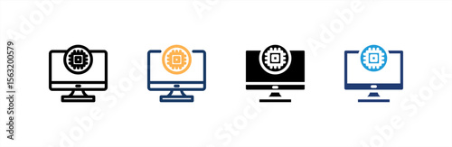 Computer icon set multiple style collection. Vector illustration.
