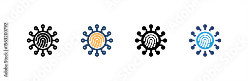 Finger Print icon set multiple style collection. Vector illustration.