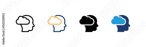 Brain icon set multiple style collection. Vector illustration.