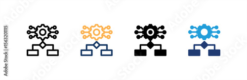 Algorithm icon set multiple style collection. Vector illustration.