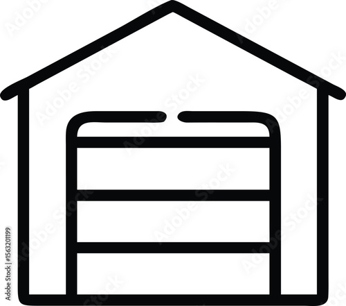 Garage outline icon with rolling door, simple illustration resource