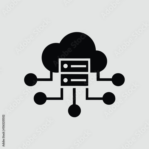 Cloud computing network server infrastructure representing digital technology and data