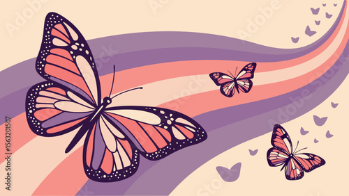 Abstract Background with Colorful Butterflies Vector Illustration