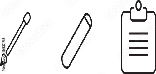 A simple illustration of a pencil a marker and a clipboard on a plain white background design