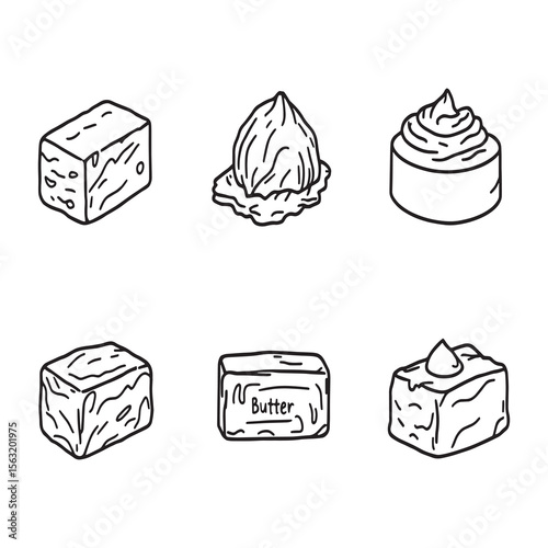 Hand drawn butter stick vector outline style