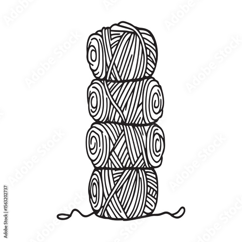 hand drawn cotton yarn skein natural fiber ball knitting thread vector