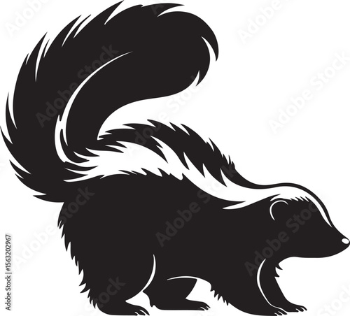 Black skunk with white stripe animal wildlife