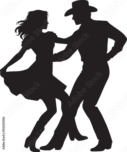 Cowboy dancing with woman country western