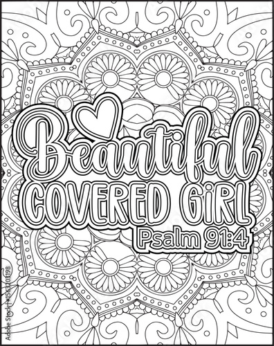 Bible Verse Coloring Page for Adults. Bible Mandala Coloring Page.