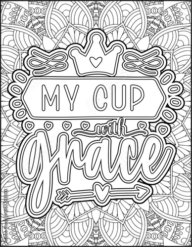 Bible Verse Coloring Page for Adults. Bible Mandala Coloring Page.