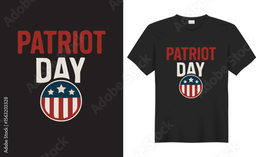 Bold and respectful Patriot Day t-shirt design featuring American flag, twin towers silhouette, and “Never Forget 9/11” text—honoring heroes and remembering the fallen.
