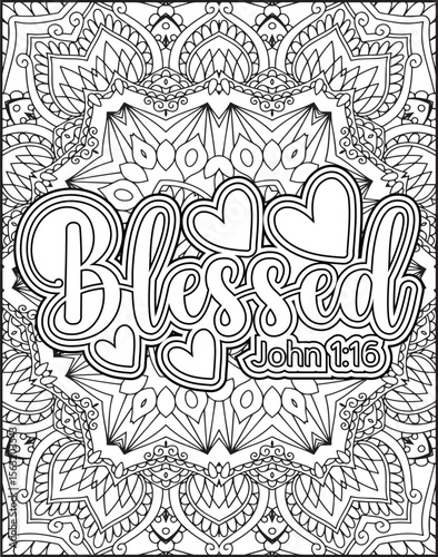 Bible Verse Coloring Page for Adults. Bible Mandala Coloring Page.
