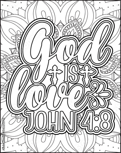 Bible Verse Coloring Page for Adults. Bible Mandala Coloring Page.