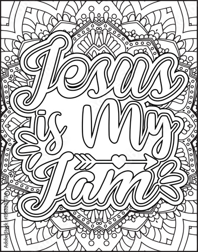 Bible Verse Coloring Page for Adults. Bible Mandala Coloring Page.