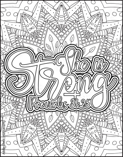 Bible Verse Coloring Page for Adults. Bible Mandala Coloring Page.