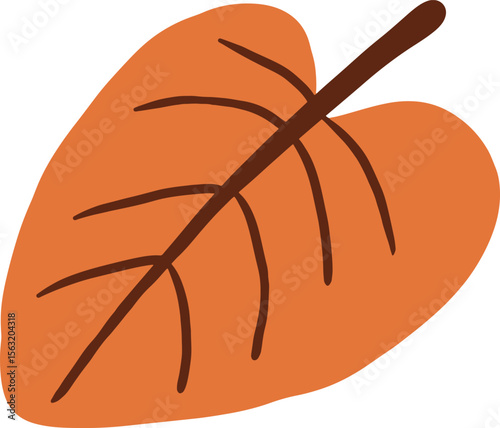 Creative flat illustration of an orange leaf, representing the warmth and beauty of autumn