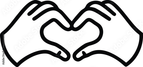 Hands making heart sign in simple line drawing illustration style