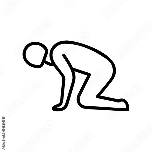 Person kneeling with hands on the ground in a worship pose  