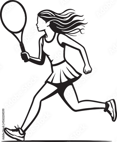 Woman playing tennis running with racket athlete sport