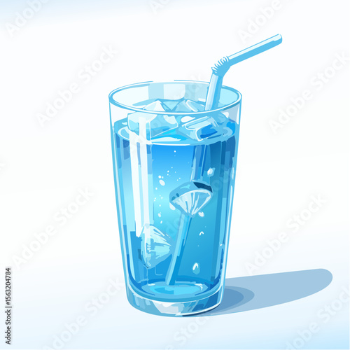 トロピカルな南国の青いソーダ水　ドリンク