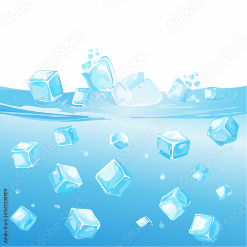 水の中の氷　夏の水分補給