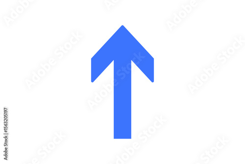 A bold blue arrow pointing straight up isolated on transparent background