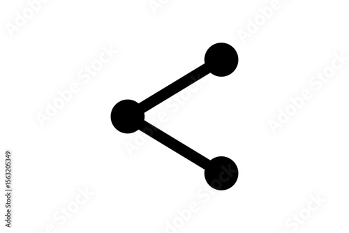 Simple black share icon with three connected nodes isolated on transparent background