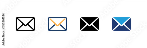 Mail icon set multiple style collection. Vector illustration.