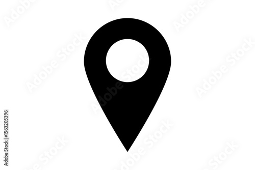 Black map pin location marker icon isolated on transparent background