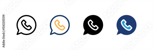 Call icon set multiple style collection. Vector illustration.