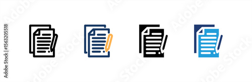 Write icon set multiple style collection. Vector illustration.