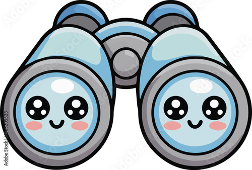Cartoon binoculars illustration cute kawaii style vector graphic for kids design