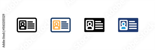 Id Card icon set multiple style collection. Vector illustration.