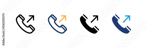 Outgoing Call icon set multiple style collection. Vector illustration.