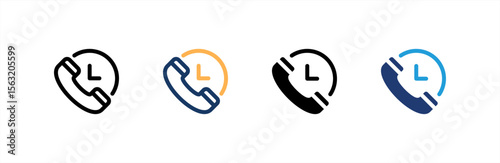 Time Call icon set multiple style collection. Vector illustration.