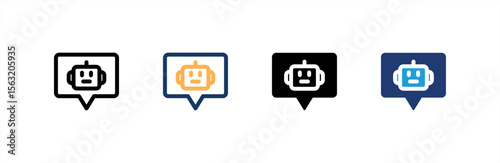 Chatbot icon set multiple style collection. Vector illustration.
