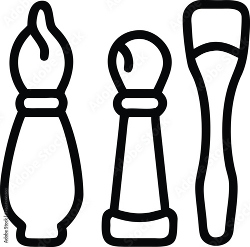 illustration of cosmetic tools in outline style for beauty product design