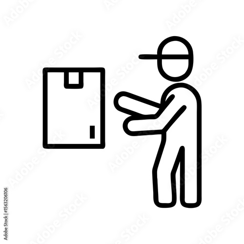Delivery person handing over a package in minimalistic style  