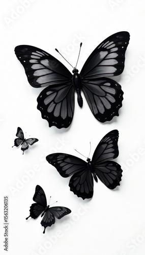 Wallpaper Mural Elegant black butterfly silhouettes against a white background, image, insect Torontodigital.ca