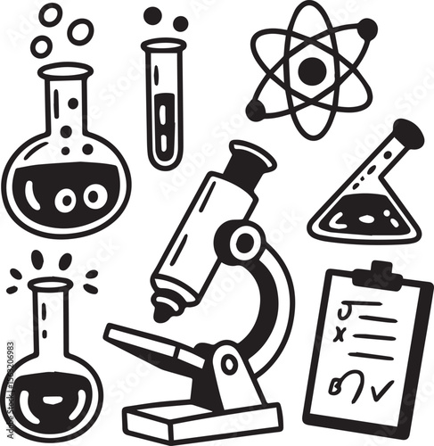 Science lab equipment vector illustration for education and chemistry experiments