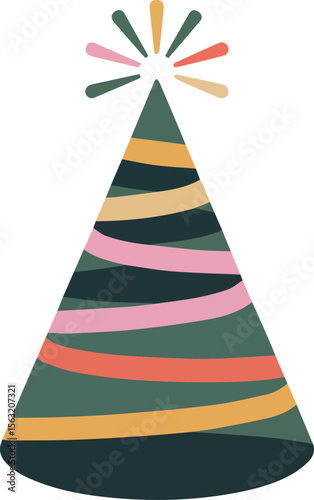 Party hat illustration vector image colorful festive celebration birthday event fun