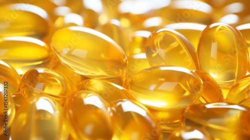 Close up of yellow vitamin d oil capsules highlighting their nutritional benefits and appearance